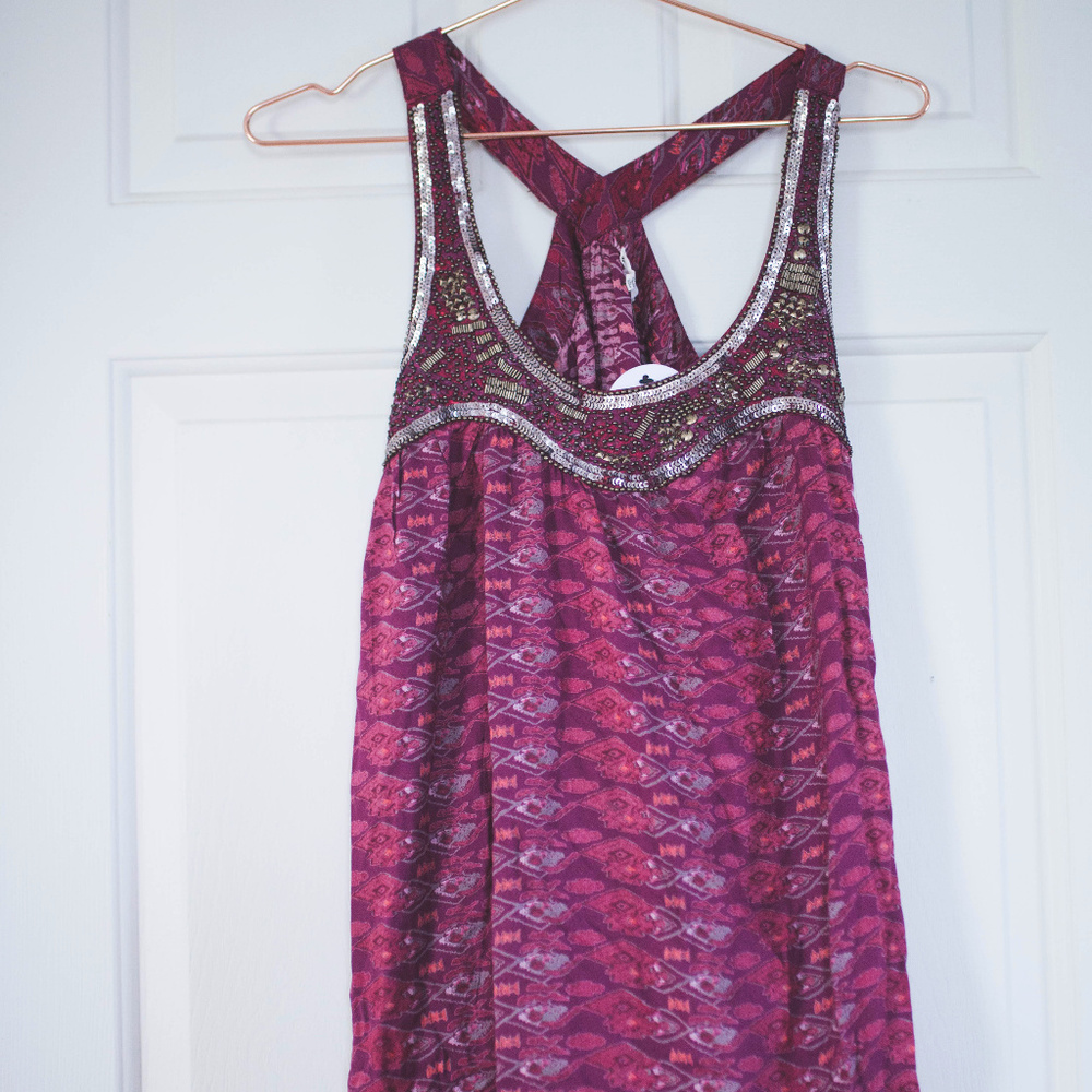 NWT En Creme beaded burgundy dress size M
